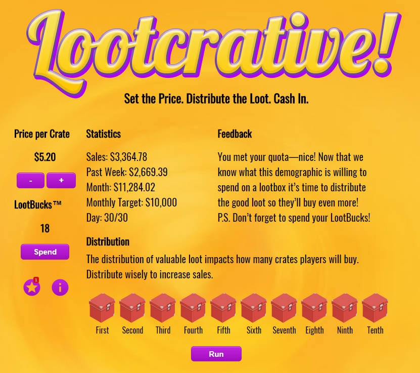 Screenshot of the game Lootcrative